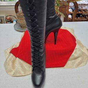 Size 7.5 calf high platform boots